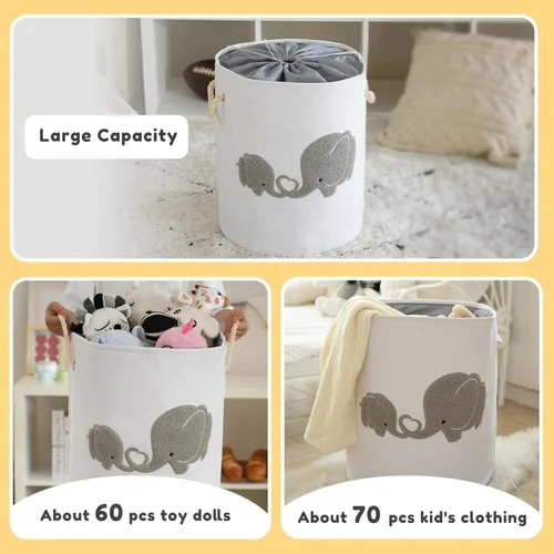 Miniatura 3 de Cesta de bebé extragrande para guardería, cesta de juguetes para niños de 58 litros, cesta de lavandería para ropa sucia de bebé, cesta de Elefante