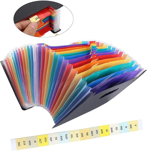 Miniatura 6 de Organizador de archivos de acordeón, carpeta de archivos expandible de 13/24 bolsillos con envoltura de borde de tela, caja de archivo portátil