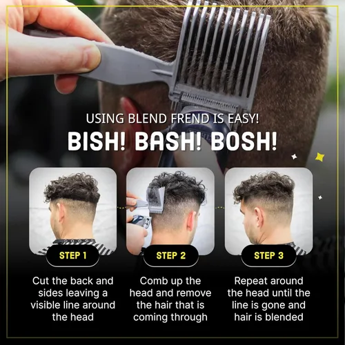 Miniatura 3 de Blend Frend Peine de cortapelos, grado 1 (0.118 pulgadas), usuarios en casa, barberos novatos, fabricado en Reino Unido, compatible con todas