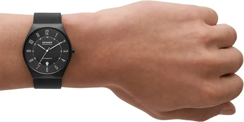 Miniatura 5 de Skagen Mens Grenen Three-Hand Date Watch with Steel Mesh or Leather Band