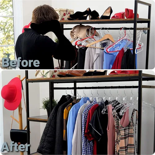 Miniatura 7 de DEILSY™ Perchas de plástico transparente, paquete de 12 perchas duraderas para la organización del armario, colgador de plástico esencial para ropa