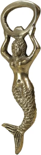 Miniatura 4 de Ebros Gift Vintage Marine Nautical Heavy Duty Latón Acabado Oro Sirena Costera Sirena Sirena Soda Botella de Cerveza Tapa Abremano 4.5" Alto Mar