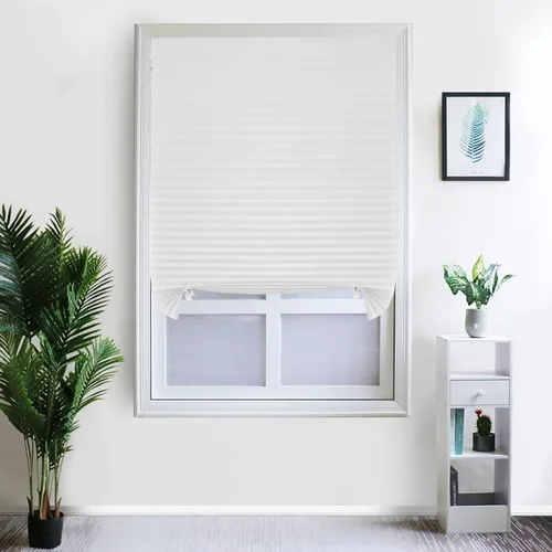 Persianas Temporales para Ventanas sin Cordón, Persianas de Papel Plisado Autoadhesivas, Cortinas de Ventana, Persianas Opacas para Ventanas y