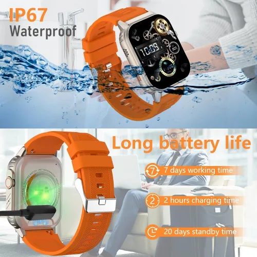 Miniatura 5 de Reloj inteligente para hombres y mujeres (marcación/respuesta de llamadas), rastreador de actividad con monitor de frecuencia cardíaca/sueño, 100