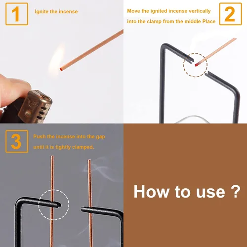 Miniatura 5 de Soporte para Varillas de Incienso, Quemador de Incienso Invertido con Recolector de Cenizas de Vidrio Negro Extraíble Anti-Vuelo de Cenizas Todo