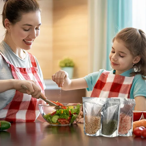 Miniatura 6 de Ctosree 200 bolsas de alimentos de pie, bolsas de caramelos, sellables, parte delantera transparente resistente con parte trasera de papel de 3.5" x
