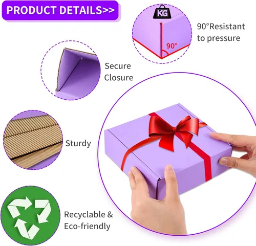 Miniatura 3 de Paquete de 25 Cajas de Envío Pequeñas Moradas de Cartón Corrugado 9x6x3 pulgadas, Caja Corrugada para Embalaje de Pequeños Negocios, Empaque