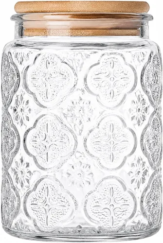 Miniatura 10 de Custde Tarros de almacenamiento de vidrio con tapa hermética, recipiente de 35 onzas para encimera de cocina con tapa de bambú, azúcar morena
