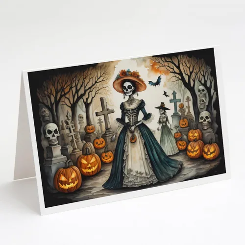 Miniatura 66 de Caroline's Treasures DAC2223GCA7P - Tarjetas de felicitación y sobres de Halloween espeluznantes de gato negro, paquete de 8 tarjetas en blanco