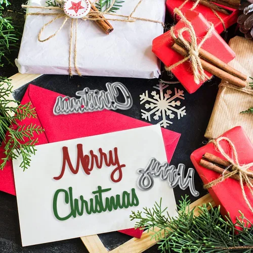 Miniatura 5 de Hying Troquel de corte de metal con palabras de Año Nuevo para hacer tarjetas y decoraciones de álbumes de fotos, letras de Feliz Navidad
