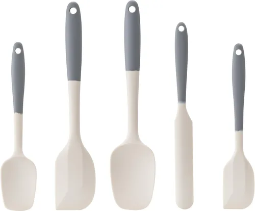 Miniatura 12 de Juego de espátulas de silicona, 5 espátulas de goma de grado alimenticio para hornear, cocinar y mezclar, resistentes al calor, antiadherentes, Azul