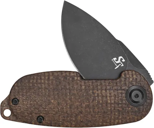 Miniatura 4 de Sitivien Cuchillo plegable de bolsillo ST150, Sandvik 14C28N, hoja negra lavada a la piedra con asas de micarta, cuchillos de herramienta EDC