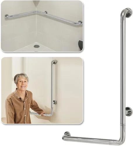 Barra de agarre de ducha para personas mayores, barras de seguridad para inodoro, en forma de L, barandillas de mano para baño, montaje en pared,