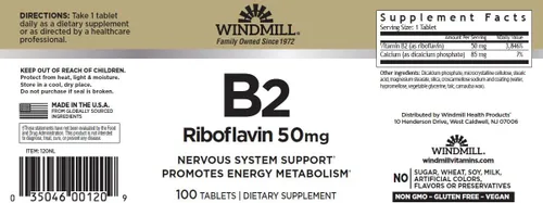 Miniatura 2 de VIT B-2 TABS 50 MG WMILL 100