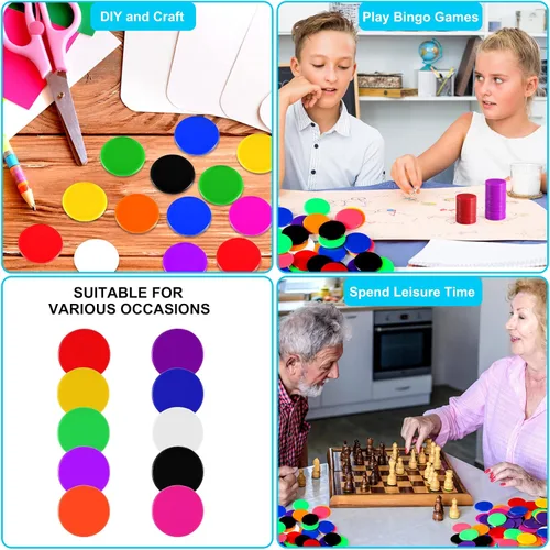 Miniatura 7 de Coopay 10 colores de 1.2 pulgadas de plástico para contadores de aprendizaje, discos de conteo de fichas de bingo para práctica de matemáticas y 300