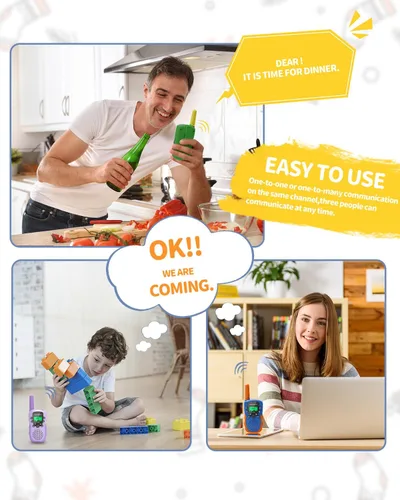 Miniatura 2 de FAYOGOO Paquete de 3 Walkie Talkies para Niños de Largo Alcance 2 Millas, Walkie Talkies Recargables para Niños con Linterna, Batería Incorporada