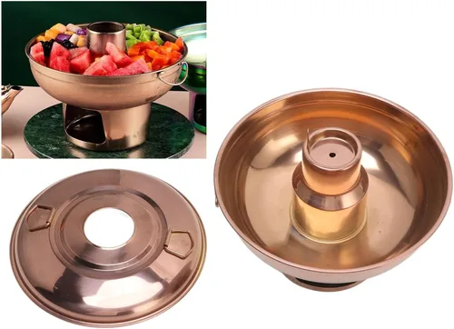 Miniatura 4 de Olla caliente de carbón pequeña, acero inoxidable pulido con diseño de chimenea para comedor buffet 410 acero inoxidable oro rosa 9.1 in 1 unidad