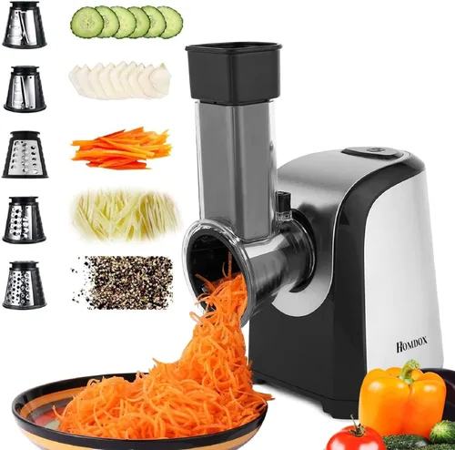 Rallador Eléctrico de Queso, Rebanadora Trituradora Eléctrica Profesional, Rallador de Queso/Picadora de 150W Fabricante de Ensaladas, Trituradora