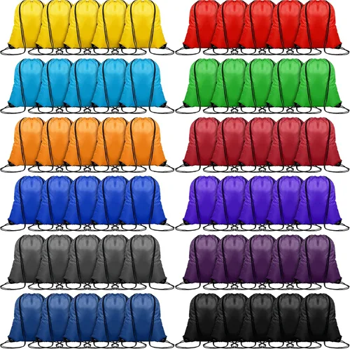 120 piezas de mochila con cordón de poliéster a granel para gimnasio, bolsa de cincha para niños, mujeres y hombres, 12 colores, Como se muestra,