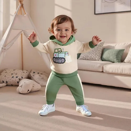 Miniatura 205 de Conjunto de ropa de otoño e invierno para bebé y niño, sudadera larga con capucha y pantalones para niños pequeños, 6, 12, 18, 24 meses, 2T