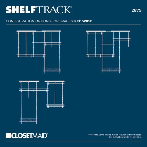 Miniatura 7 de ClosetMaid ShelfTrack - Sistema organizador de alambre para armario, ajustable de 5 a 8 pies, con estantes, barras de ropa, estante para zapatos