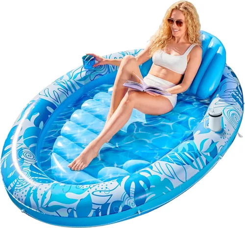 Sloosh Flotador inflable para piscina, flotador ovalado de 70 x 50 pulgadas para adultos, flotadores de balsa para piscina, tumbona personal para