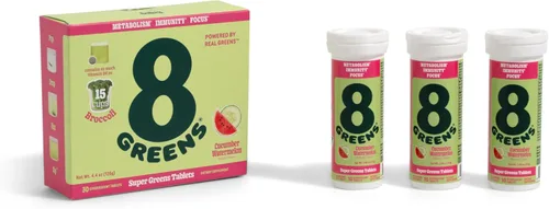 Miniatura 10 de 8Greens - Tabletas efervescentes para el sistema inmune y la energía, elaboradas con 8 vegetales super potentes (3 tubos, 30 tabletas)