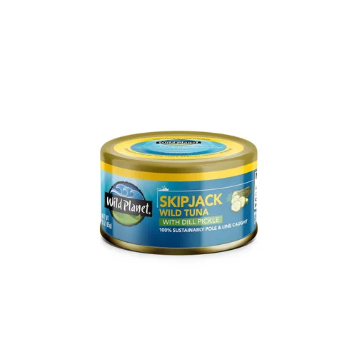 Wild Planet Atún salvaje con pescado enlatado de eneldo y pepinillo, atún enlatado, capturado de forma sostenible, paquete de 3 onzas de 1