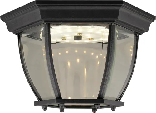 Design House 578518 Canterbury II - Lámpara de techo LED integrada para exteriores e interiores con cristal transparente para porche, entrada, Negro