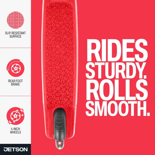 Miniatura 4 de Jetson Kids Jupiter patinete de 2 ruedas con luz LED para niños, luces LED en el manillar, la columna, las ruedas y la plataforma, manillar rojo