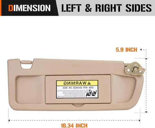 Miniatura 6 de Visera solar izquierda y derecha para Honda Civic EX LX Sedan SI Coupe, lado del conductor y del pasajero, repuesto de parasol beige 83280-SNA-A01ZC