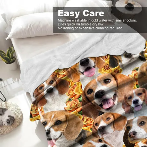 Miniatura 7 de Manta para Perro Beale, Regalo para Amantes de Perros de Beagle, Manta Suave de Franela, Regalo para Mujeres, Niñas para Halloween y Navidad