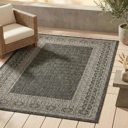 FH Home Alfombra de tejido plano para exteriores, impermeable, fácil de limpiar, resistente a las manchas, hilo de polipropileno de alta calidad,