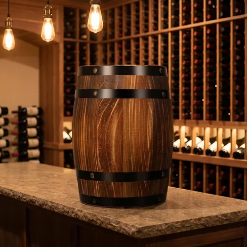 Miniatura 3 de Maceta de madera rústica para decoración de barril de vino, 8.2 pulgadas, estilo antiguo, cerveza para decoración del hogar, patio, jardín