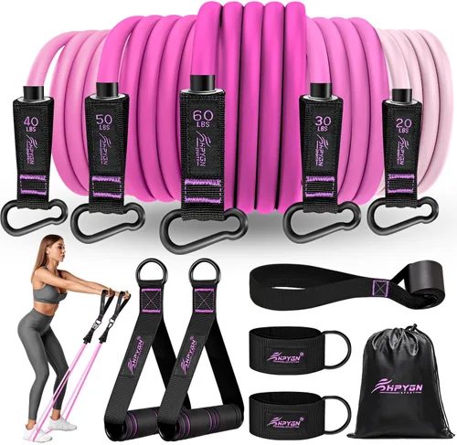 Miniatura 7 de HPYGN - Bandas de resistencia, bandas de ejercicio con asas, bandas de fitness, bandas de entrenamiento con anclaje de puerta y correas de tobillo