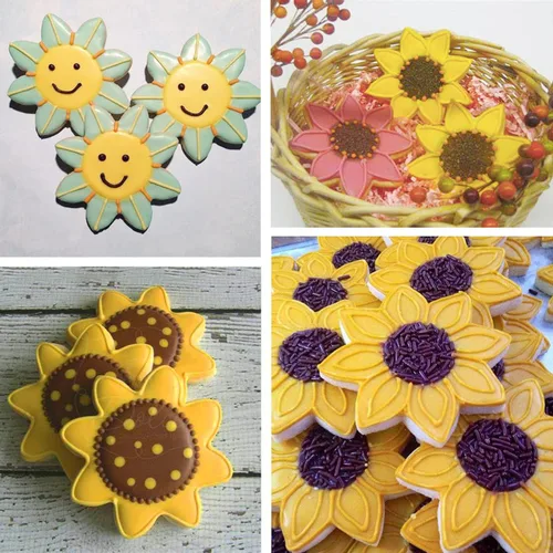 Miniatura 3 de Juego de cortadores de galletas de girasol, tamaño 3.8 pulgadas, 3.1 pulgadas, 2.6 pulgadas, 3 piezas, cortadores de galletas para decoración