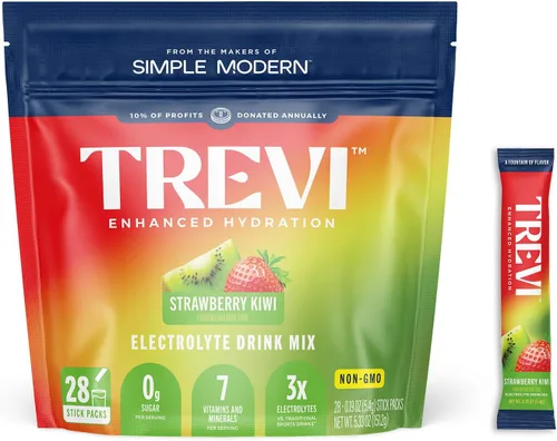 Miniatura 25 de TREVI™ Everyday - Electrolitos sin azúcar, paquetes de polvo de hidratación de mezcla de bebidas esenciales, 28 unidades, limonada de bayas