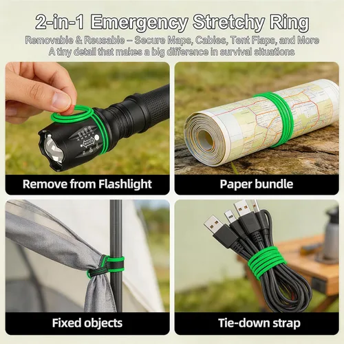 Miniatura 5 de HAUSBELL T8 Linternas led brillantes y tácticas mejoradas, con acercamiento, lúmenes altos y cinco modos, accesorios de campamento, paquete de 2 T8