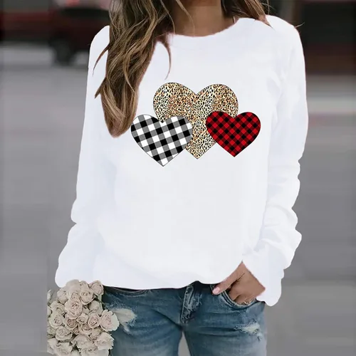Miniatura 57 de Sudadera de manga larga con estampado de leopardo y corazón para mujer, para el día de San Valentín, sin botones, para niñas, regalos
