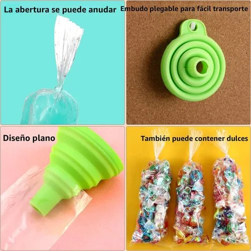Miniatura 6 de Boao 240 bolsas de helado desechables para helados, moldes de plástico para congelar caramelos, bolsas para bolis de hielo con embudo de silicona