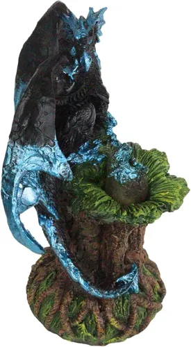 Miniatura 3 de Ebros Blue Midnight Dragon Mother Guarding Huevo translúcido con luz nocturna LED, figura como Calabozos y Dragones, decoración de fantasía