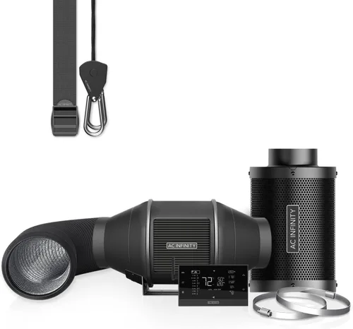 Miniatura 13 de AC Infinity CLOUDLINE LITE - Kit de filtración de aire de 4 pulgadas, ventilador en línea y filtro de carbono, sistema de refrigeración