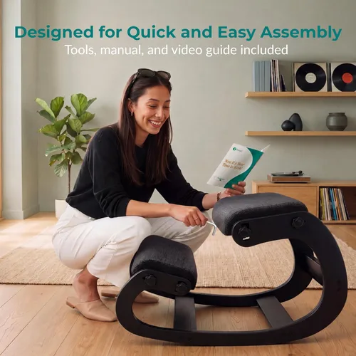 Miniatura 7 de NYPOT Silla ergonómica de rodillas con asientos ajustables - Silla de rodillas para corrección de postura y taburete oscilante para rodillas