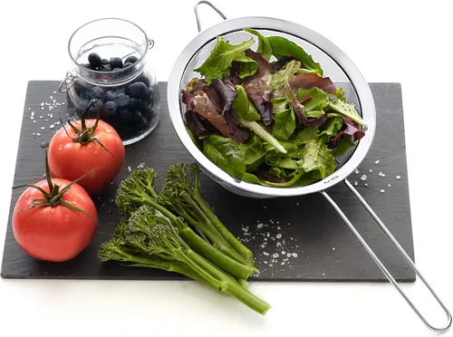 Miniatura 3 de Juego de coladores de malla fina - Acero inoxidable 304 premium (18/8) - Coladores de cocina resistentes de 8, 5.5 y 3.3 pulgadas (plateado)