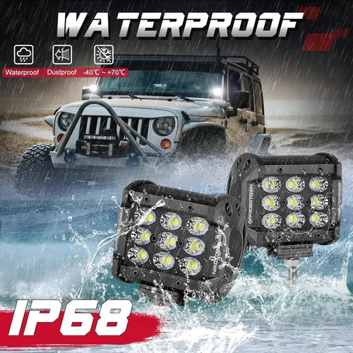 Miniatura 6 de OFFROADTOWN Cápsulas LED 2 piezas 4 pulgadas Barra de luz de 54 W con fila triple, focos cúbicos, luz de trabajo 5400 lm, impermeable, luces