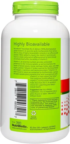 Miniatura 2 de NutriBiotic - Ascorbate Bio-C, 16 onzas Polvo de vitamina C efervescente con bioflavonoides y minerales de limón Calcio, magnesio, zinc, selenio