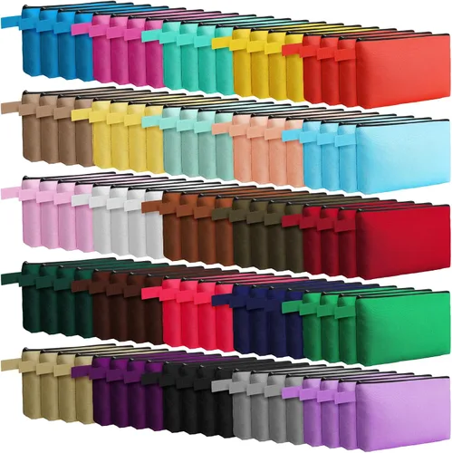 Miniatura 11 de Reginary Bolsa de maquillaje de lona a granel, bolsa de cosméticos de viaje versátil en blanco con cremallera para mujer, bolso de manualidades