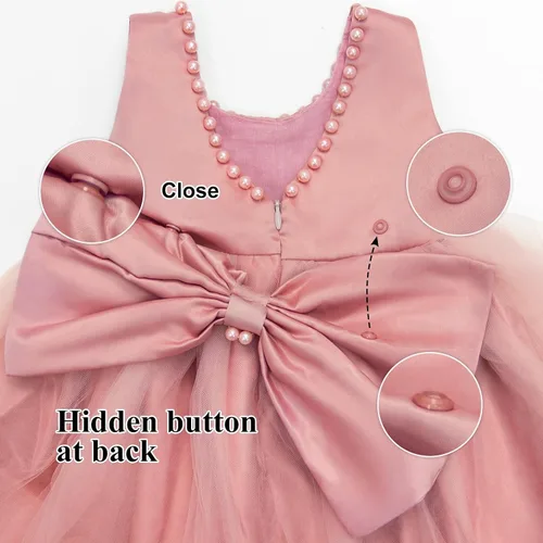 Miniatura 6 de LZH - Vestido de bebé para niñas con volante, encaje, espalda descubierta y lazo - Incluye accesorio para la cabeza - Vestido con flores