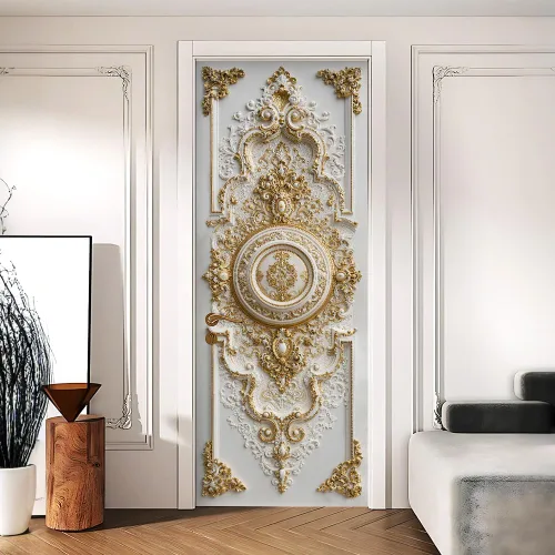 Miniatura 28 de Enchanted Secret - Mural para puerta de jardín, despegar y pegar, cubiertas decorativas de puerta de arco floral talladas vintage, adhesivo