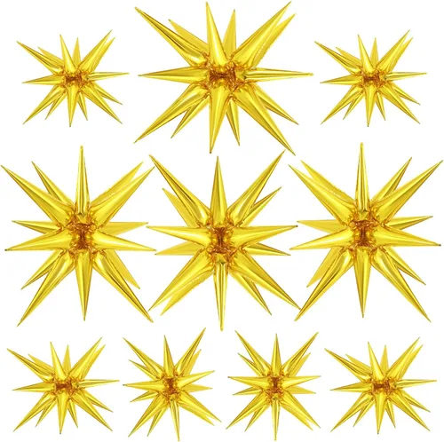 Miniatura 14 de 10 unidades de globos de estrella roja explosión globos de estrella fulgurante globos de cono de papel de aluminio mágicos para decoraciones